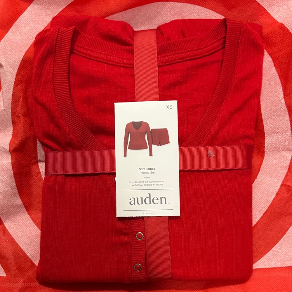 Auden Vibrant Red Ribbed Pajama Set